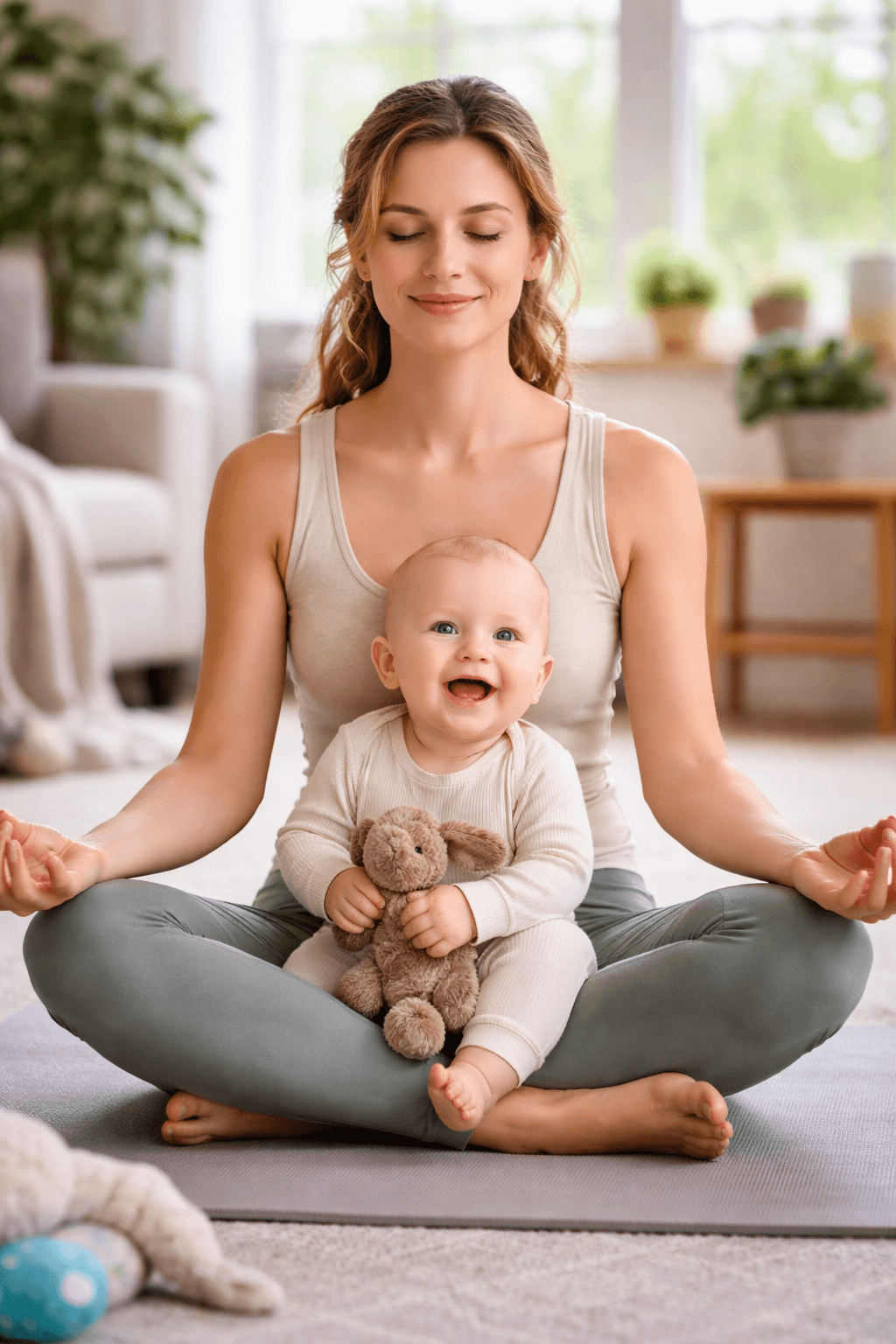 Moeder en baby in meditatiepose
